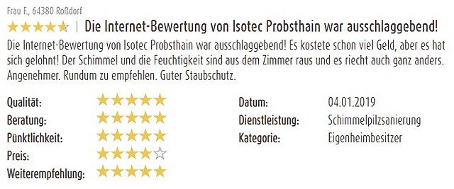 Zuverlässige Kundenbewertungen für Sanierungsspezialist Probsthain in Groß-Umstadt