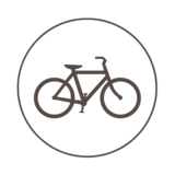 Einfaches Fahrradsymbol in einem runden Rahmen