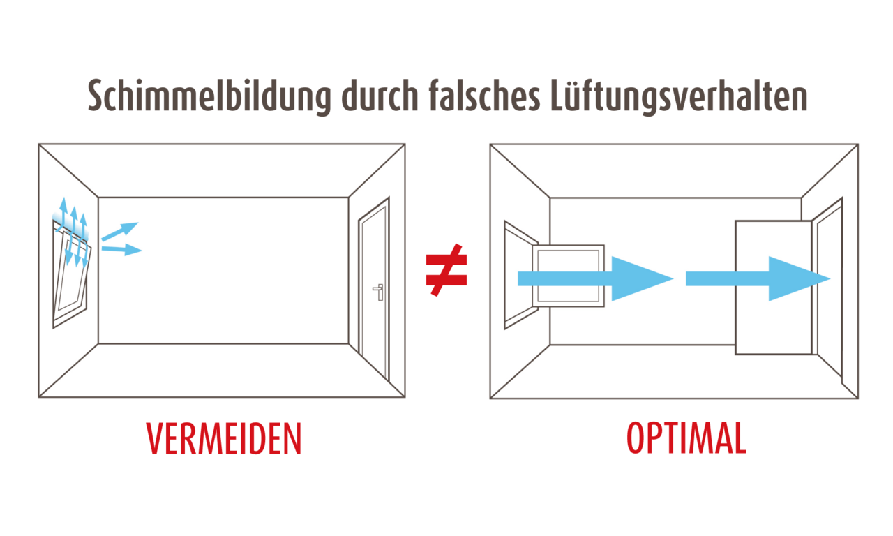 Schimmelbildung durch falsches Lüftungsverhalten
