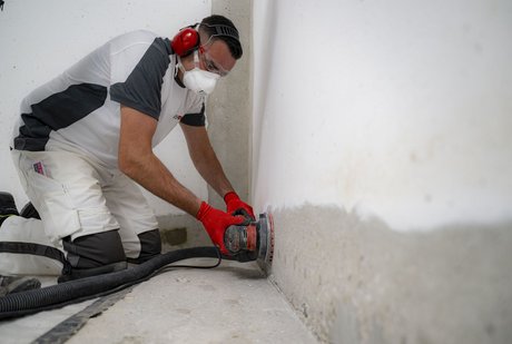 The joint is roughened for better adhesion of the Flexband system