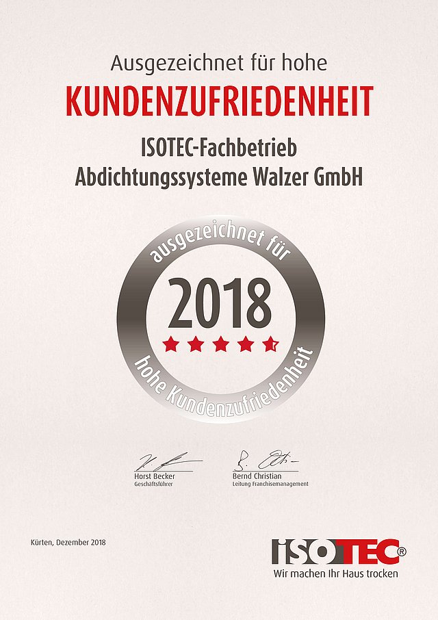 Eine Auszeichnung für das Team ISOTE Walzer GmbH
