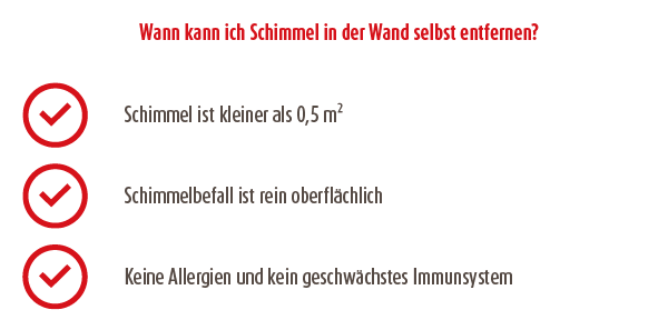 Wann kann ich Schimmel an der Wand selbst entfernen Schimmel an der Wand sollte nur bei einem geringen Befall selber entfernt werden